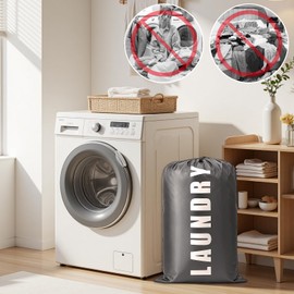 KQDRAVINE 2 Laundry Bags, Foldable Laundry Bags Travel, Laundry Bag with Drawstring, Large Clothes Storage Organisation for Dirty Laundry, Suitable for Travel, Camping, Home and Bathroom