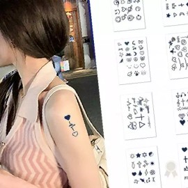 포인트 패션 미니 문신 타투 스티커 팔 손목 목 어깨 발목 붙이는 임시 그림 [E타입] Point Fashion Mini Tattoo Sticker for Arm Wrist Neck Shoulder Ankle Temporary Design [Type E]