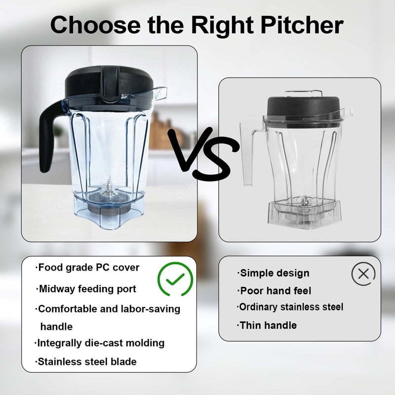 Blender Pitcher 64oz Low-Profile, Replacement Pitcher for 750 5200 7500