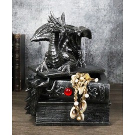 Medieval Fantasy Dragon Guardian of Knowledge Secret Trinket Box Figurine 8.25"H