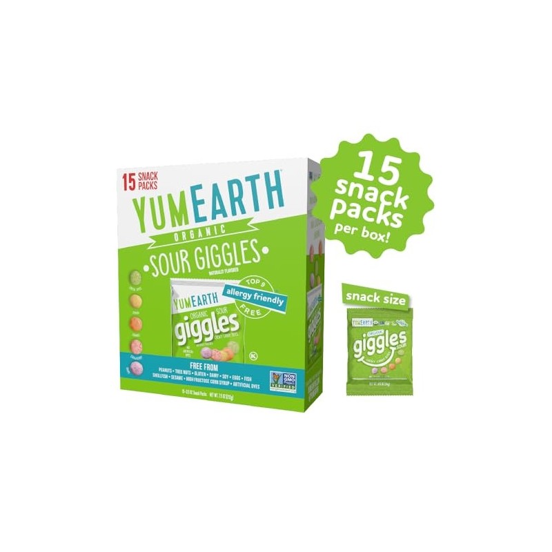 YumEarth Giggles Assorted Fruit Flavors Vegan Allergy Friendly Candy Pack