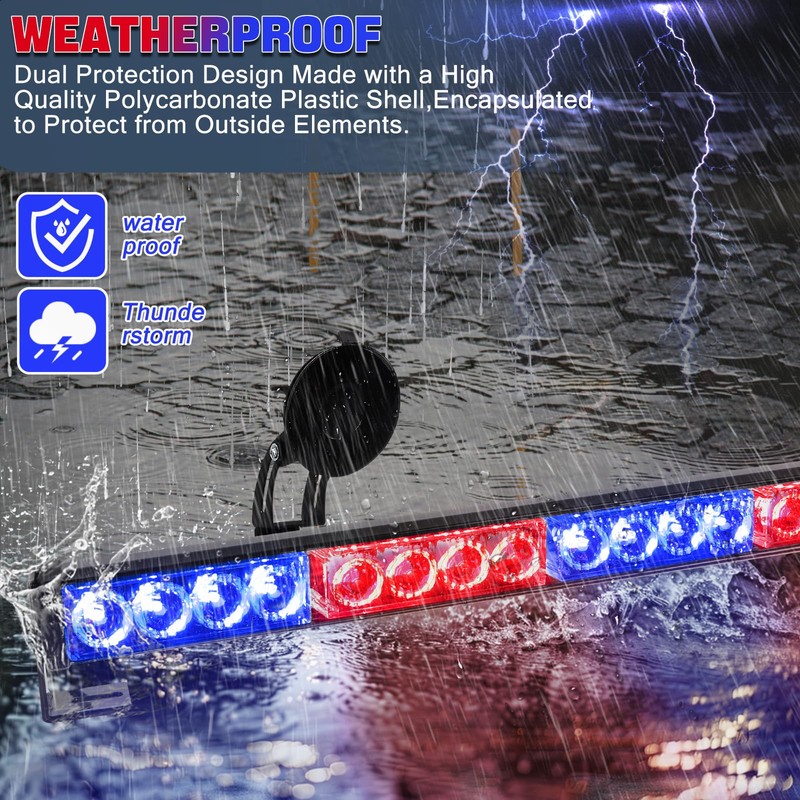 TeddyTT Red Blue Strobe Police Lights Bar Directional Traffic Advisor