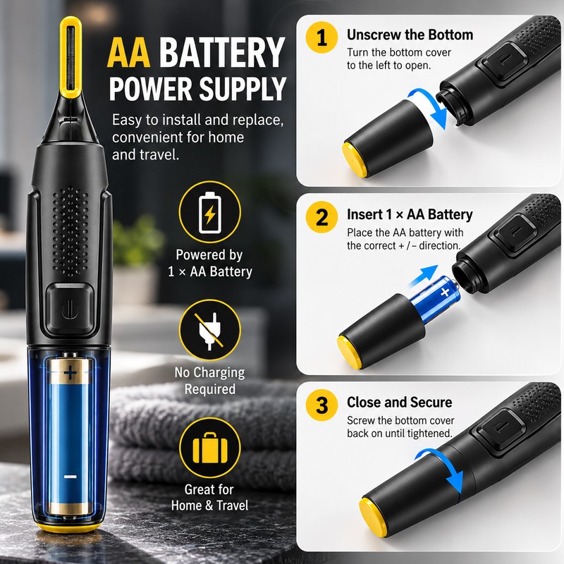 Ultra-Thin Electric Nose & Ear Hair Trimmer for Grooming –
