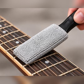 Double-Head Guitar Cleaning Brush for Strings & Fingerboard – Compact Dust Removal Tool for Instrument Care