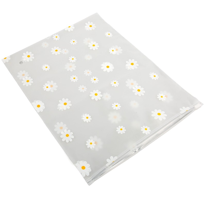 30PCS Frosted Slide Zip Plastic Bags Daisy Pattern Reusable Lightweight