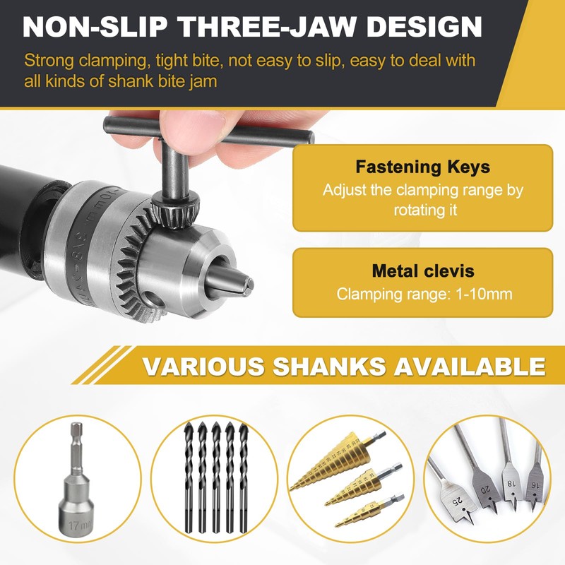 Gueenky 90 Degree Angle Drill Attachment with Keyless Chuck 1-10
