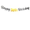 Happy 34th Birthday Banner Decoration, Black and Gold Happy 34th