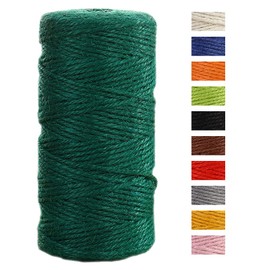 JeogYong Jute Twine String 2mm x 100m Natural Coloured Jute String 3-ply Garden Twine Kitchen Cord Thick Jute Rope for Decoration Floristry, DIY Arts & Crafts, Bundling, Wrapping Gifts (Dark green)
