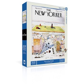 New York Puzzle Company - New Yorker View of The World - 1000 Piece Jigsaw Puzzle for Family Game Nights by Saul Steinberg