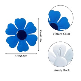 Tsilin 6 Pcs Multicolored Metal Flowers Wall Decor,Heart-Shaped Leaves Iron Sunflower Wall Art Hanging Ornament for Home Garden Indoor Outdoor,Rustproof Sturdy Art Decorations