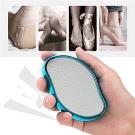 BEZOX Glass Foot File, Foot Scrubber Callus Remover for Wet and Dry Feet, Portable Handheld Sized Foot Scraper for Cracked Heel - Shinning Blue