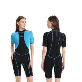 Shorty Wetsuits for Women, 3/2mm Back Zip Wetsuits for Water Sports(Medium)