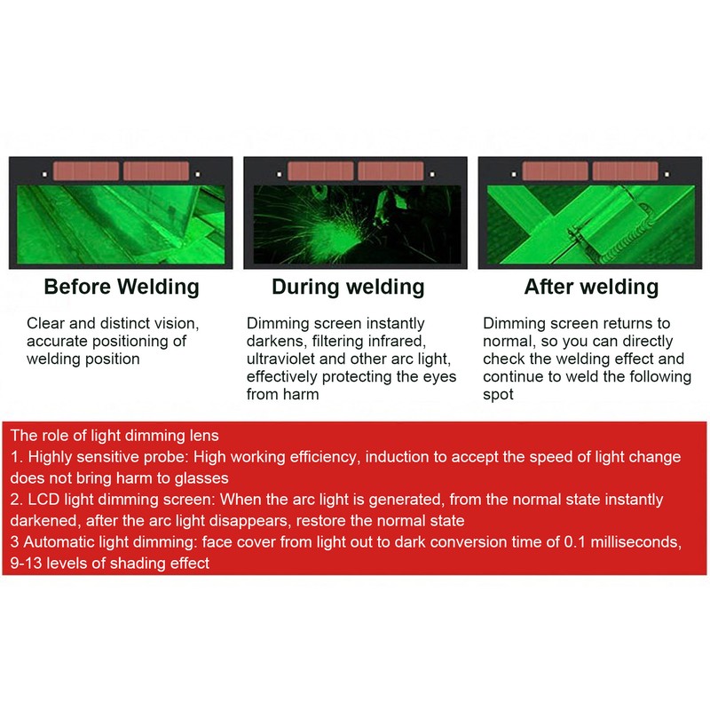 Auto Darkening Welding Helmet Waterproof UV Proof Head Protection Solar