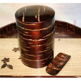 [角館, Birch Crafted] Cherry Leather Total Leather Tea Container Tea Container Set (Large) One Color Paulownia Box, 50-Pack