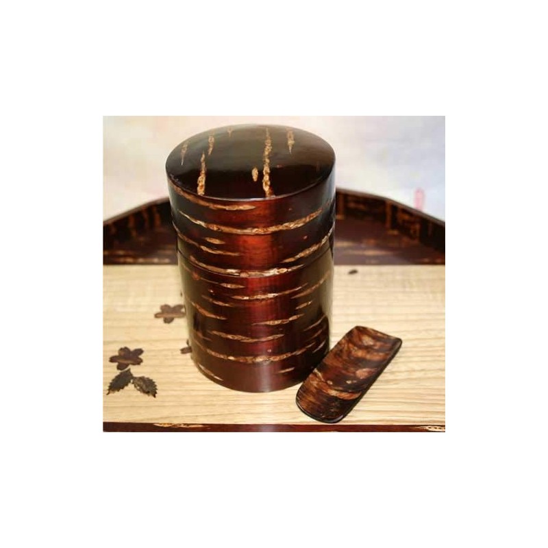 [角館, Birch Crafted] Cherry Leather Total Leather Tea Container Tea