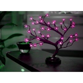 Lightshare 16Inch 36LED Cherry Blossom Bonsai Light, Pink Light, Battery Powered and Plug-in Adapter (Included), Built-in Timer, Décor for Home,Festival,Party,Christmas,Night Light