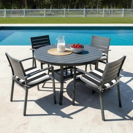 LVTXIII Set of 4 Outdoor Chair Cushions for Patio Furniture, Water Repellent Patio Chair Cushions 17"x16" with Ties, U-Shaped Dining Chair Pads for Garden Kitchen Use, Cabana Navy