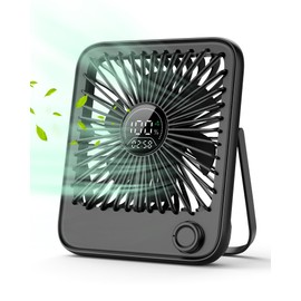 Small Desk Fan Personal Fans，100Speed Adjustable Quiet Small Portable Fan,Intelligent display of remaining hours for Office Bedroom Home Desk Black