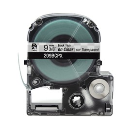 Epson LABELWORKS 209BCPX PET (Polyester) Tape Cartridge - Black on Clear Label Maker Tape - 3/8" (9MM) Wide, 30'