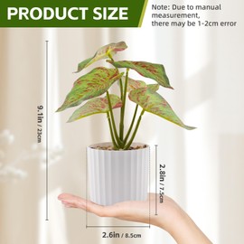 ginojex 1pc Realistic Artificial Plants Small Potted Fake Greenery Leaf for Home Kitchen Table Centerpieces Office Shelf Desk Ledge Decor