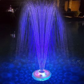 Floating Pool Fountain with Underwater Light Show, Floating Pond Fountain, 2 Spray Modes Waterfall Fountain, Waterproof Sprinkler Fountains for Inground Above Ground Pools