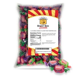 Dubble Bubble 3-Flavor Bubblegum Individually Twist Wrap Bulk Candy Grape Apple Watermelon (2 Pound)