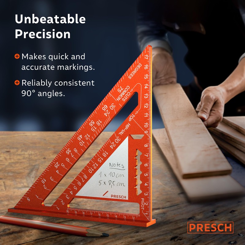 Presch Carpenters Square 180mm | Innovative wipeable note surface |