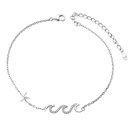 LINSTER Women's Anklet S925 Sterling Silver Tree of Life Butterfly Starfish Infinity Heart Anklet Summer Barefoot Beach Anklet Jewellery Gift for Women, Sterling Silver