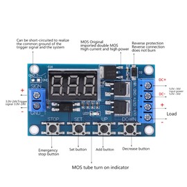 DC 5-36V Timer Module, 60x34 mm Delay Timing Cycle Module, Delay Timer Relay Switch, Turn On/Off Relay Module with LED Display