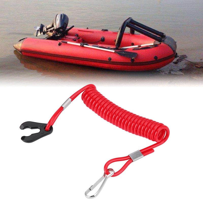 Outboard Engine Ignition Emergency Kill Stop Switch Key Lanyard Rope