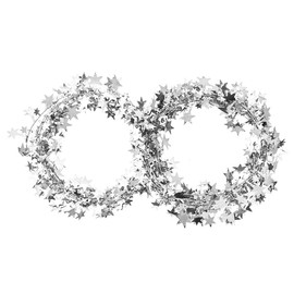 24.5 Ft Star Tinsel Garland, 3Pcs Tinsel Christmas Tree Garland Wedding Birthday Party Decoration Ornament(Silver)