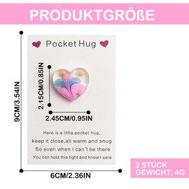 Pack of 2 Pocket Hug Heart Lucky Charm Heart Pocket Hug Small Gift for Women Encouragement Gifts Comfort Gifts Pocket Hug Positive Gifts Get Well Gifts for Family Friends