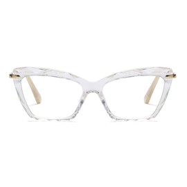 Jurchio Computer Reading Glasses Blue Light Blocking Readers for Women Cat Eye Lightweight Frame Eyeglasses Anti Glare Lens (Crystal Clear, 2.25)