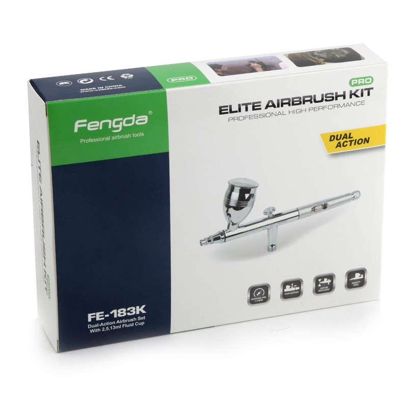 Fengda Airbrush FE-183K Precision Dual Action Airbrush Set for Gravity