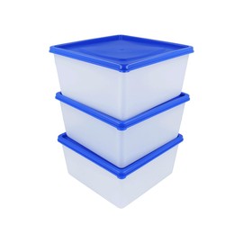 EUROHOME Set of 3 Freezer Containers 1.5 L – Food Storage Container 16 x 16 x 8 cm – Storage Containers Firmly Lockable and Dishwasher Safe – Freezer Boxes Tasteless