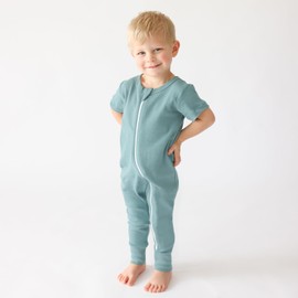 PARADE Organic Essentials '2-Way' Zip Romper - Short Sleeve Ocean 2T