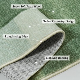 Uphome Modern Kitchen Runner Rug, 2x6 Washable Checkered Hallway Rugs Non Slip, Stain Resistant Geometric Entryway Runner Rugs Low Pile, Soft Carpet Runners for Hallways Bedroom Laundry, Olive Green