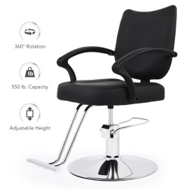 CO-Z Salon Chair for Hair Stylist w 360° Swivel Classic Barber Chair 550lb. Cap