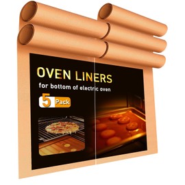 Oven Liners for Bottom of Oven 5 Pack, YTFGGY 16"x 20" Non Stick Teflon Electric Oven Liners Mat, for Bottom of Electric Oven Gas Oven Microwave Charcoal or Gas Grills