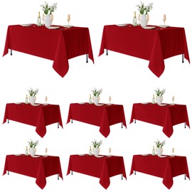 Fitable 8 Pack Table Cloth Rectangle Table: Stain and Wrinkle Resistant Tablecloth Rectangular, Washable Polyester Table Cover for Wedding Party Dining Banquet Event Catering(Red, 70x108 Inch)
