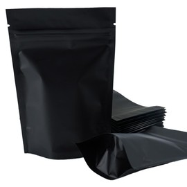 4CP 100 Pack 8.6''x11.8'' Stand Up Mylar Bags,Black Smell Proof Pouch, Reusable Resealable Foil Mylar Bags for Packaging, Aluminum Foil Stand-up Zipper Packaging Bags