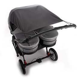 DIAGO Universal Sun Shade for Twin Pushchair with Baby Tub, UV 50 Sun Protection, Sun Blind for Twin Pushchairs and Twin Buggies, Large Sun Protection, Sun Blind - Anthracite