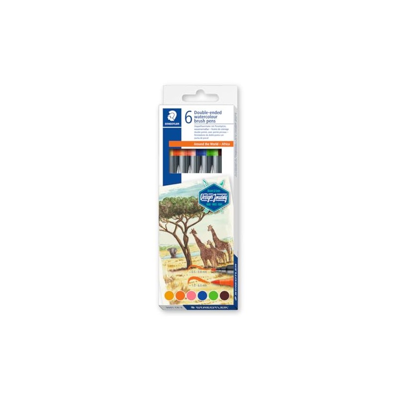 STAEDTLER 3001 C6-3 Design Journey Watercolour Brush Pens - Around
