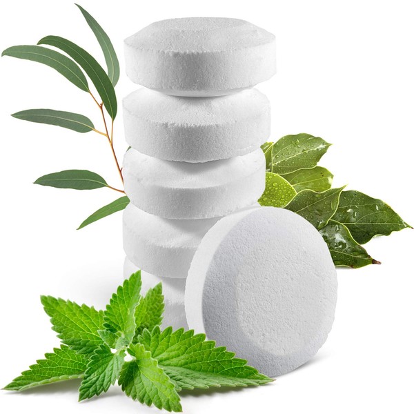 6 Organic Shower Steamers Vapor Tablets Extra Strong with Menthol Crystals, Camphor and Eucalyptus Essential Oils - Congestion and Sinus Relief for Your Own Home Spa Therapy - 2 oz/Each