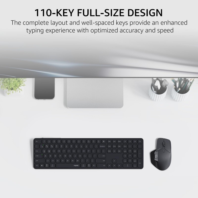 Rapoo 9560M Wireless Keyboard and Mouse Combo, Blade-Series E9550L 110-Key