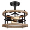Lakumu 2-Light Retro Semi Flush Mount Ceiling Light Fixture, Rustic