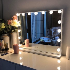 FENCHILIN Vanity Mirror with Lights,Hollywood Lighted Mirror with Dimmer Bulbs, Vanity Makeup Mirror Smart Touch Control (Black)