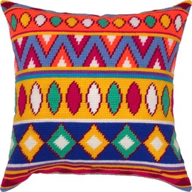Brvsk Mexico. Stamped Cross-Stitch Kit w/Printed Tapestry Canvas (40 × 40 cm) — Stamped Cross-Stitch Cushion Kit for Creative Home Décor — Needlework Kit for Adult Beginners