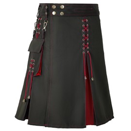 Usthirit Kilt for Men Scottish Traditional Modern Men's kilt (Z3711RD, 4XL)