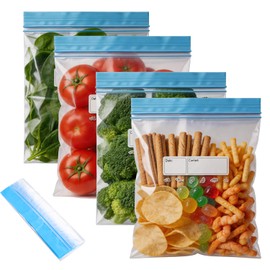 50 sacchetti per congelatore con chiusura a cerniera, sacchetti per sandwich, sacchetti per alimenti, riutilizzabili, per alimenti, frutta, panini, carne, verdure, noci, 18 x 22 cm